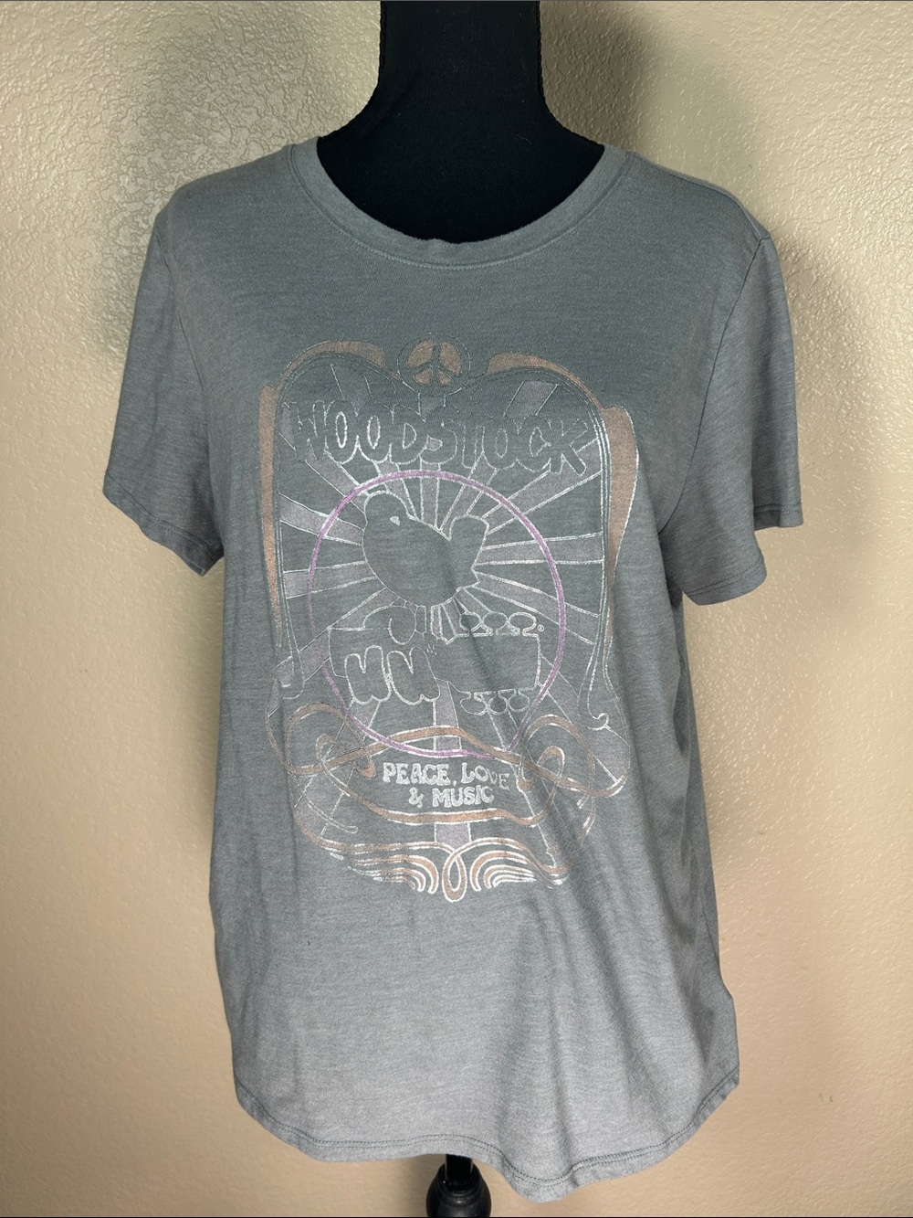 Lucky Brand Woodstock Peace Love Music Graphic Tee Large